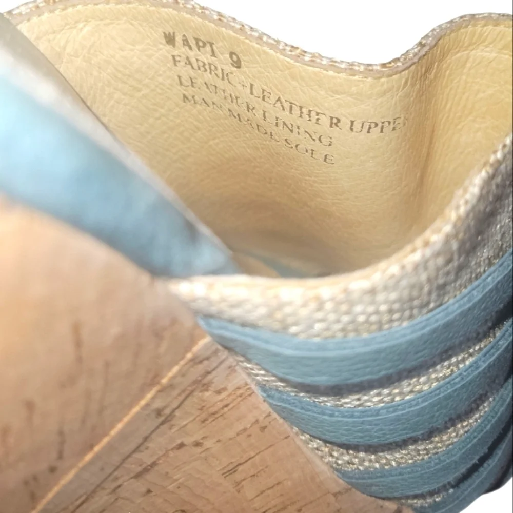 Chocalat Blu Wapi Women's Textile Leather Tan & Turquoise Platform Sandals 9